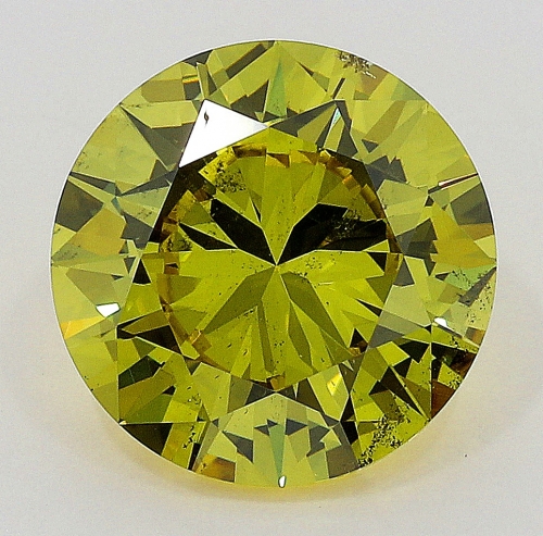 1.01 Carat Fancy Deep Greenish  Yellow  BR SI1 GIA