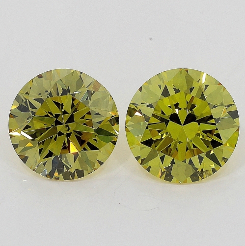 0.62 Carat Fancy Deep Greenish  Yellow  BR SI2 GIA