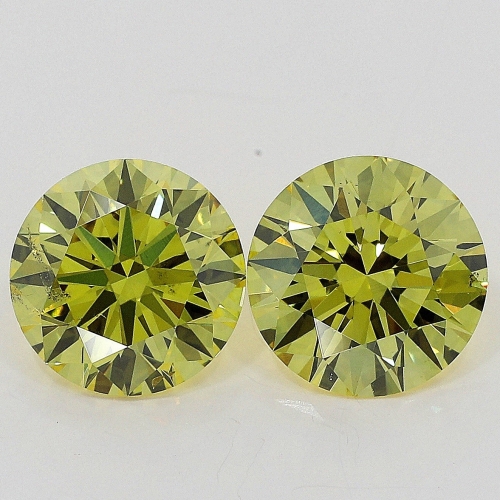 0.53 Carat Fancy Deep Greenish  Yellow  BR SI1 GIA